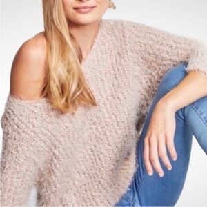 Cozy Beige Off-Shoulder Sweater